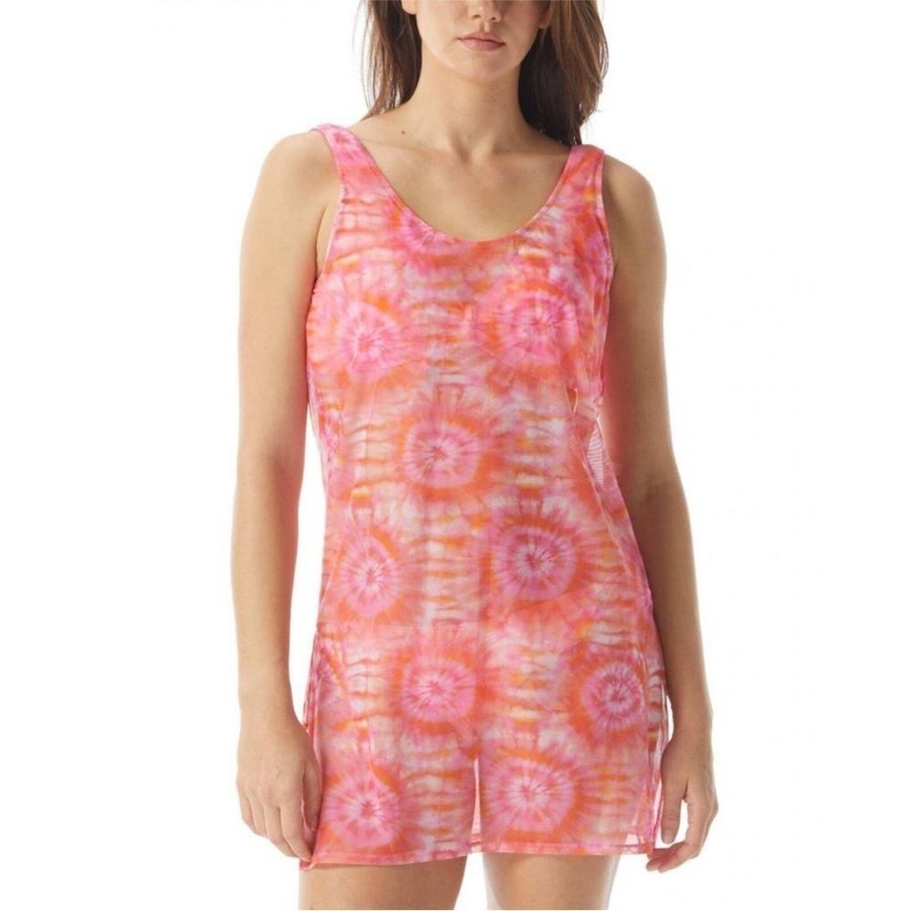 NWT Sundazed Quinn Tie-Dyed Tank Cover-Up Dress  M Coral Pink, coverup
